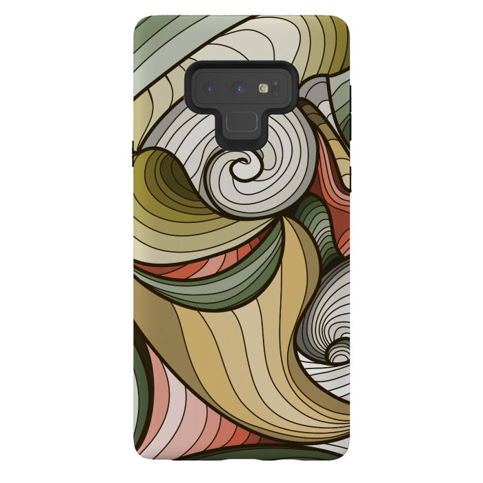 Galaxy Note 9 StrongFit green swirl pattern by MALLIKA