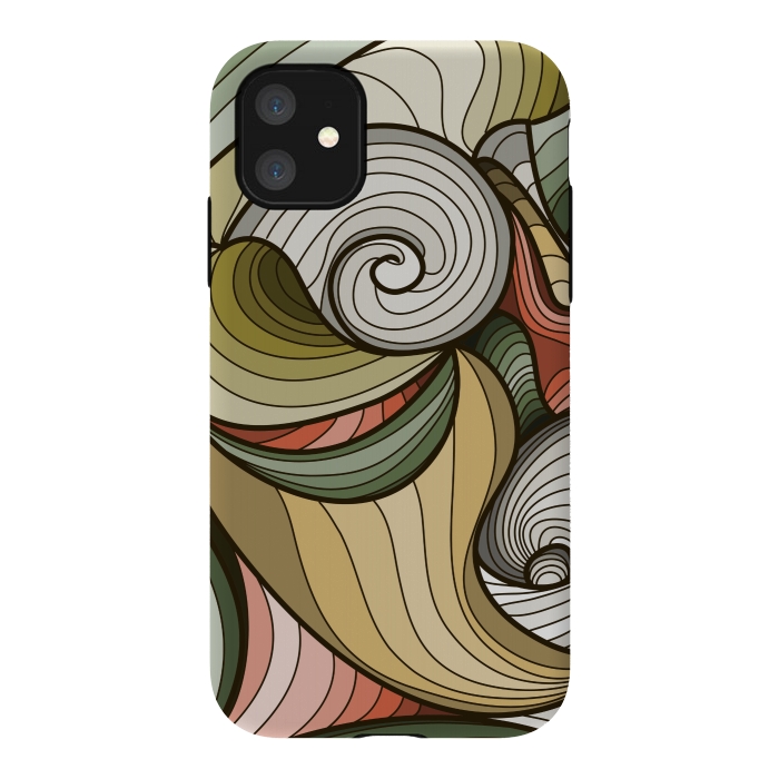 iPhone 11 StrongFit green swirl pattern by MALLIKA
