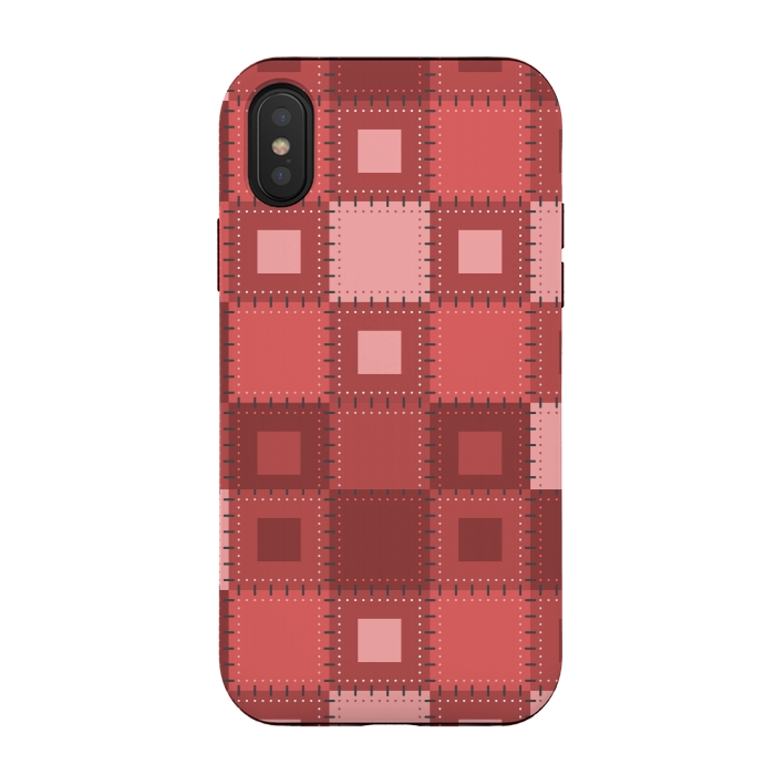 iPhone Xs / X StrongFit RED WHITE PATCHWORK by MALLIKA