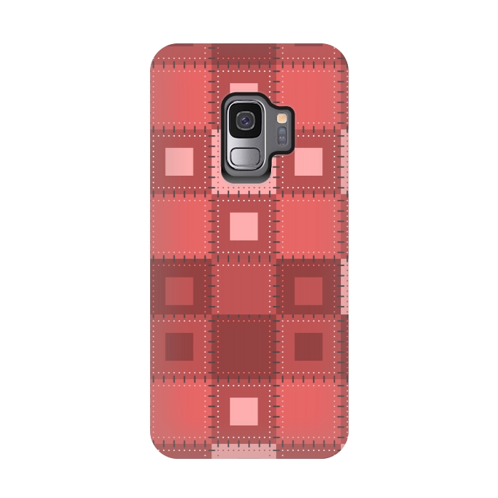 Galaxy S9 StrongFit RED WHITE PATCHWORK by MALLIKA