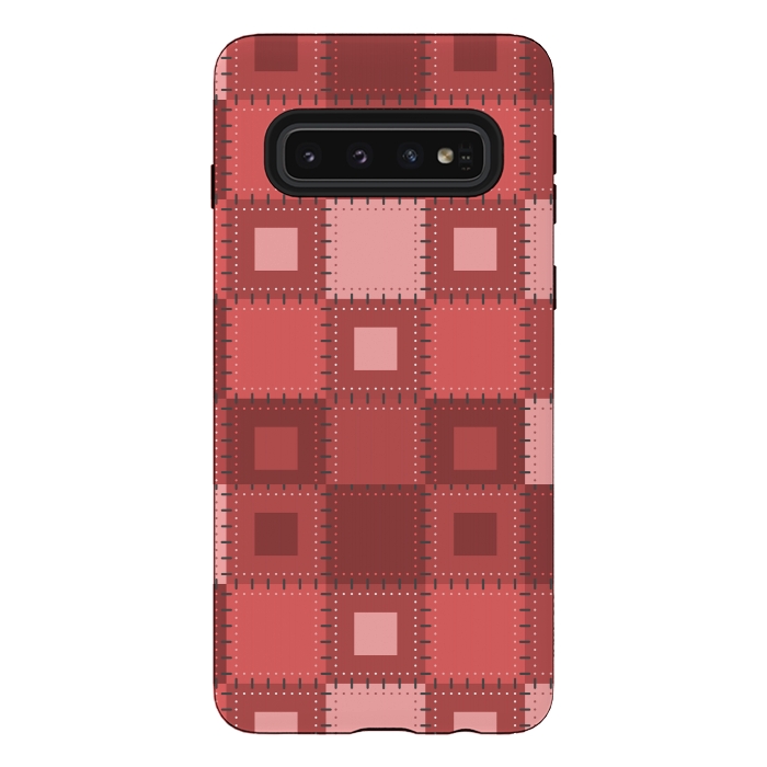 Galaxy S10 StrongFit RED WHITE PATCHWORK by MALLIKA