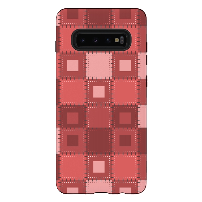 Galaxy S10 plus StrongFit RED WHITE PATCHWORK by MALLIKA