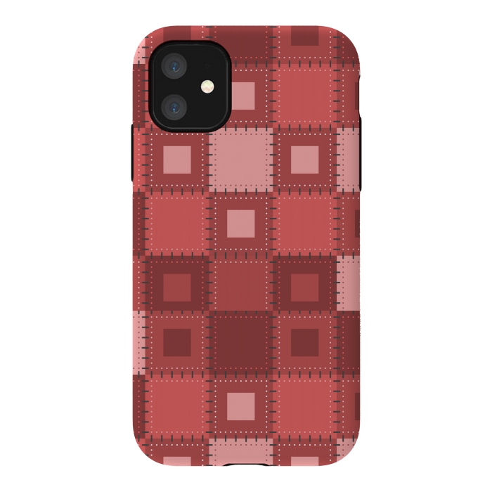 iPhone 11 StrongFit RED WHITE PATCHWORK by MALLIKA