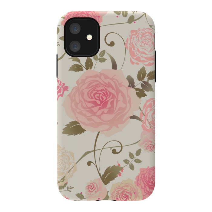iPhone 11 StrongFit PINK ROSES PATTERN by MALLIKA