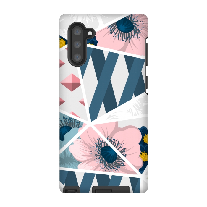 Galaxy Note 10 StrongFit BLUE PINK FLORAL PATCHWORK by MALLIKA