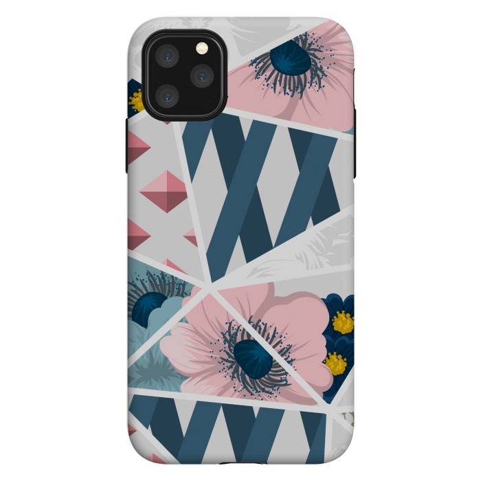 iPhone 11 Pro Max StrongFit BLUE PINK FLORAL PATCHWORK by MALLIKA