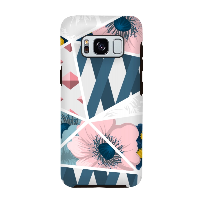 Galaxy S8 StrongFit BLUE PINK FLORAL PATCHWORK by MALLIKA