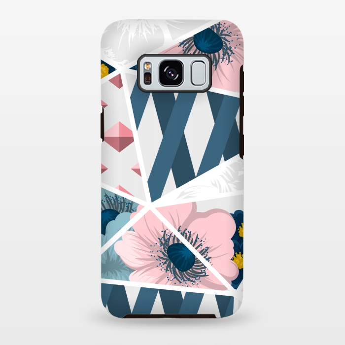 Galaxy S8 plus StrongFit BLUE PINK FLORAL PATCHWORK by MALLIKA
