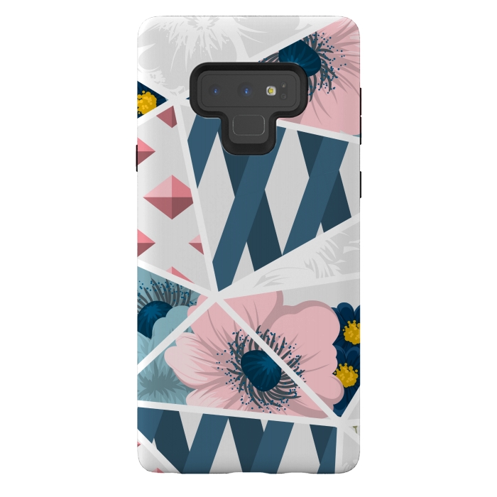 Galaxy Note 9 StrongFit BLUE PINK FLORAL PATCHWORK by MALLIKA