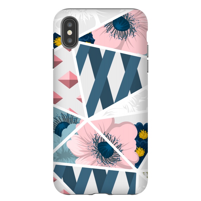 iPhone Xs Max StrongFit BLUE PINK FLORAL PATCHWORK by MALLIKA