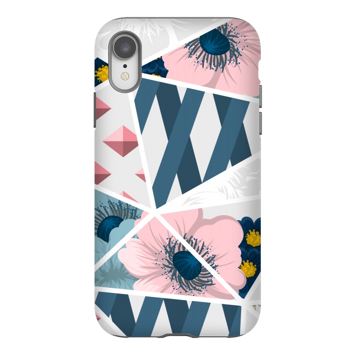 iPhone Xr StrongFit BLUE PINK FLORAL PATCHWORK by MALLIKA