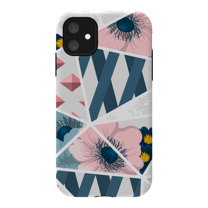iPhone 11 StrongFit BLUE PINK FLORAL PATCHWORK by MALLIKA