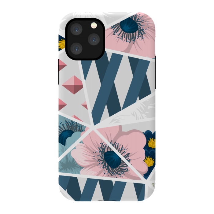 iPhone 11 Pro StrongFit BLUE PINK FLORAL PATCHWORK by MALLIKA