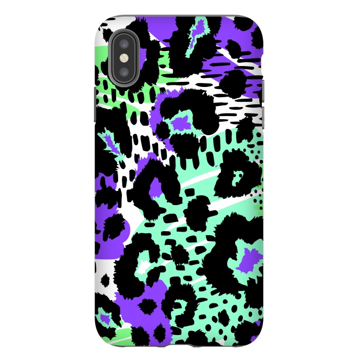 iPhone Xs Max StrongFit PURPLE TEAL ANIMAL PRINT by haroulita