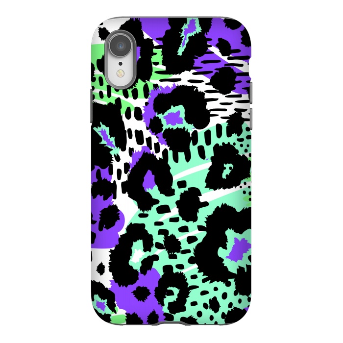 iPhone Xr StrongFit PURPLE TEAL ANIMAL PRINT by haroulita