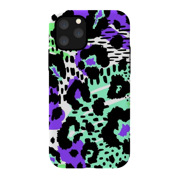 iPhone 11 Pro StrongFit PURPLE TEAL ANIMAL PRINT by haroulita