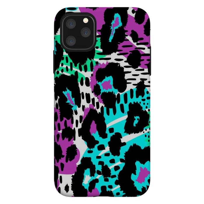 iPhone 11 Pro Max StrongFit PURPLE TEAL ANIMAL PRINT by haroulita