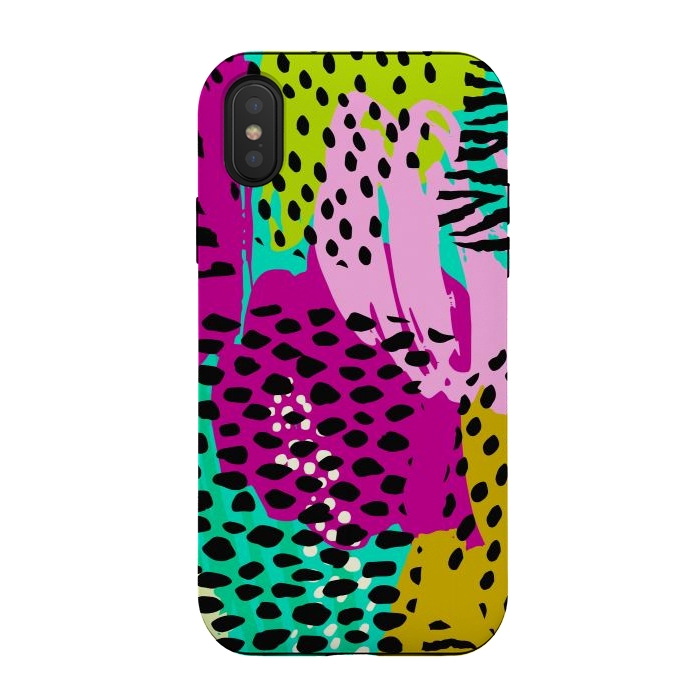 iPhone Xs / X StrongFit colorful abstract animal print by haroulita