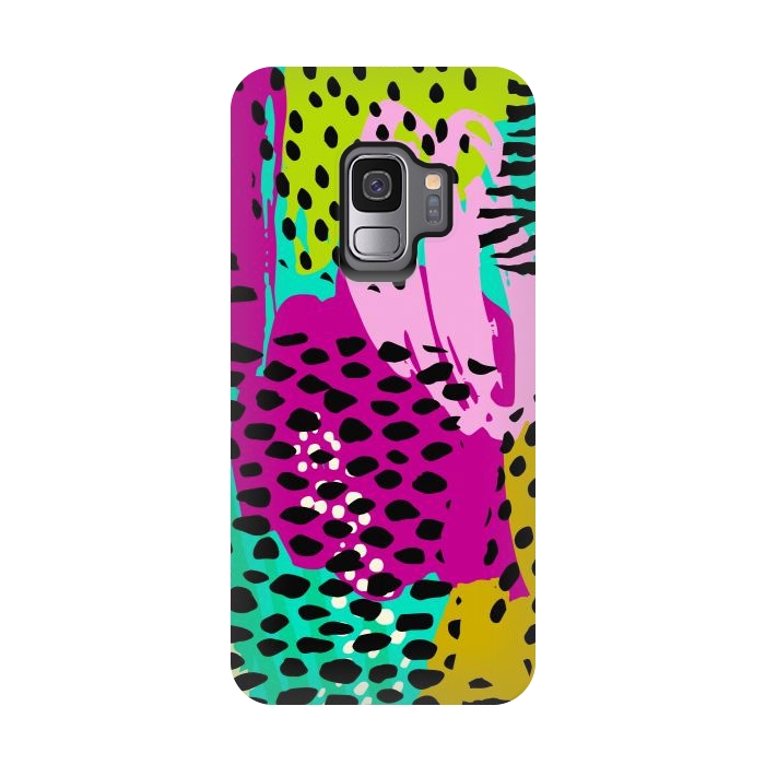 Galaxy S9 StrongFit colorful abstract animal print by haroulita