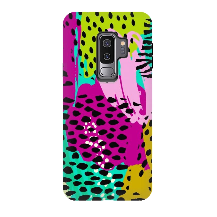 Galaxy S9 plus StrongFit colorful abstract animal print by haroulita