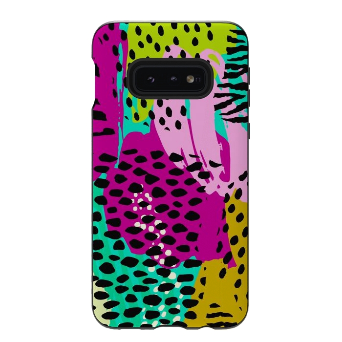 Galaxy S10e StrongFit colorful abstract animal print by haroulita