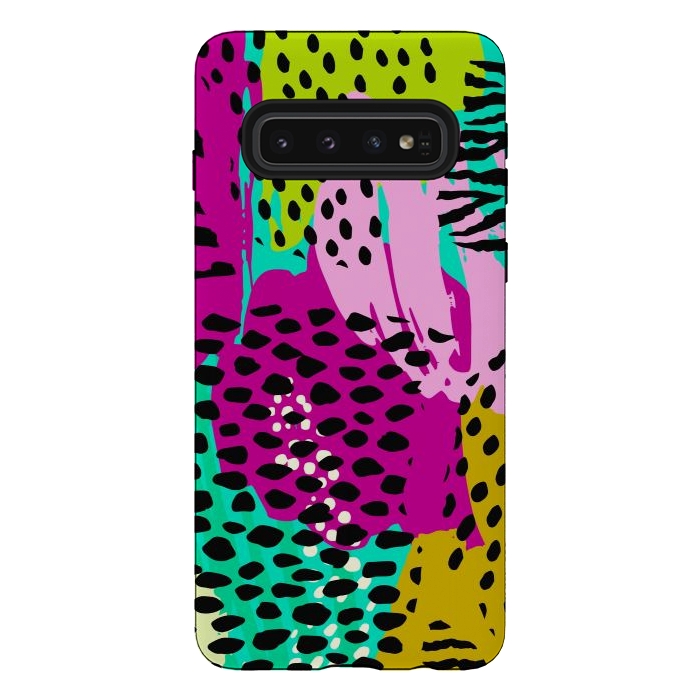 Galaxy S10 StrongFit colorful abstract animal print by haroulita