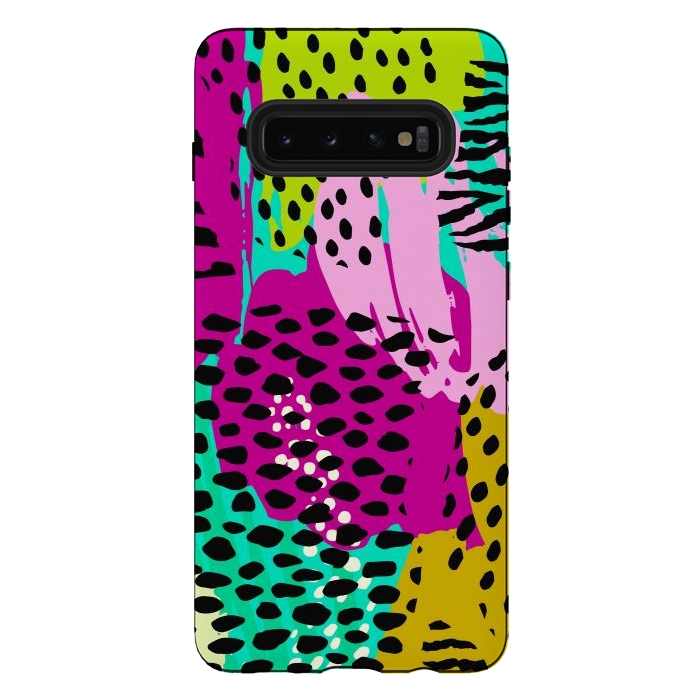 Galaxy S10 plus StrongFit colorful abstract animal print by haroulita