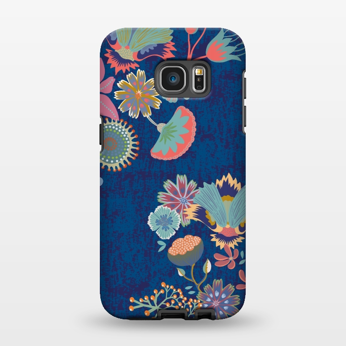 Galaxy S7 EDGE StrongFit Blue chinz florals by Nina Leth