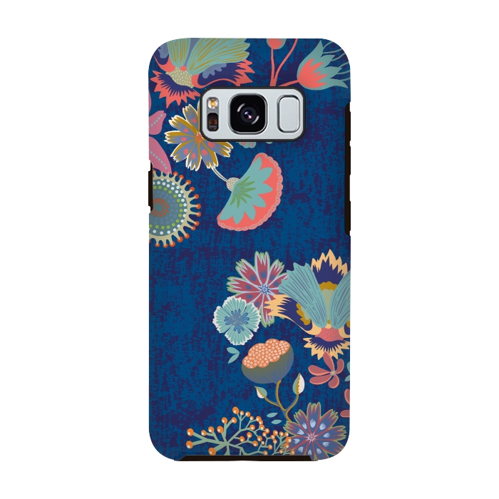 Galaxy S8 StrongFit Blue chinz florals by Nina Leth