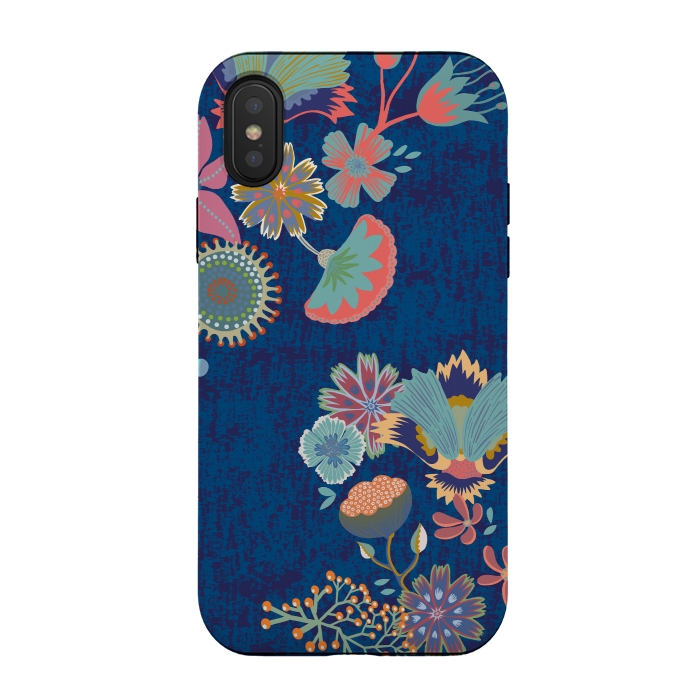 iPhone Xs / X StrongFit Blue chinz florals by Nina Leth