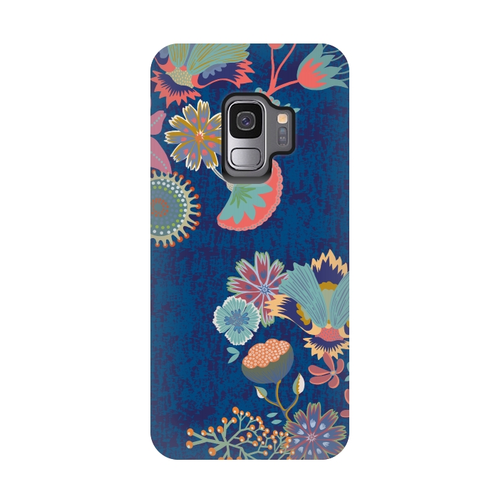 Galaxy S9 StrongFit Blue chinz florals by Nina Leth