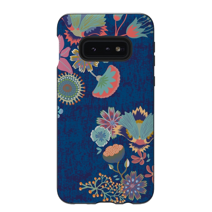 Galaxy S10e StrongFit Blue chinz florals by Nina Leth