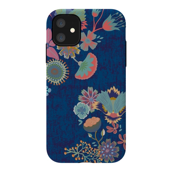 iPhone 11 StrongFit Blue chinz florals by Nina Leth