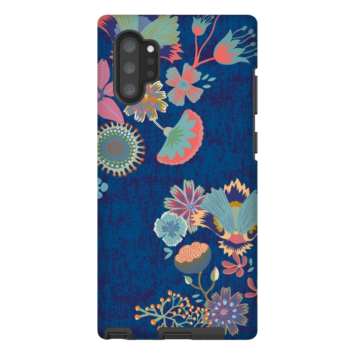 Galaxy Note 10 plus StrongFit Blue chinz florals by Nina Leth