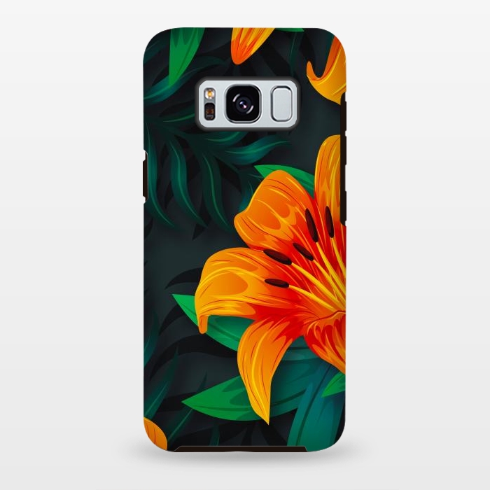 Galaxy S8 plus StrongFit ORANGE FLOWERS by haroulita