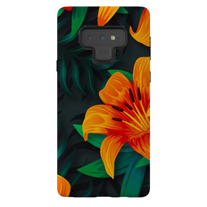 Galaxy Note 9 StrongFit ORANGE FLOWERS by haroulita