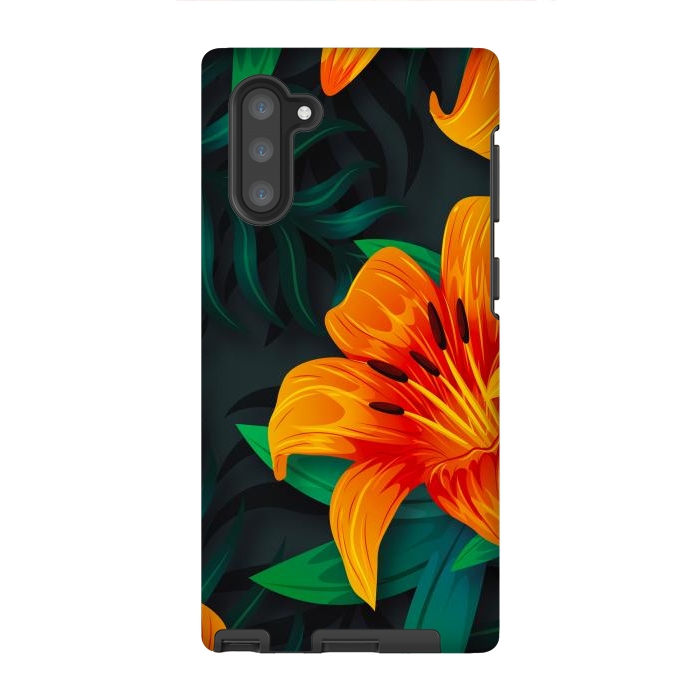 Galaxy Note 10 StrongFit ORANGE FLOWERS by haroulita