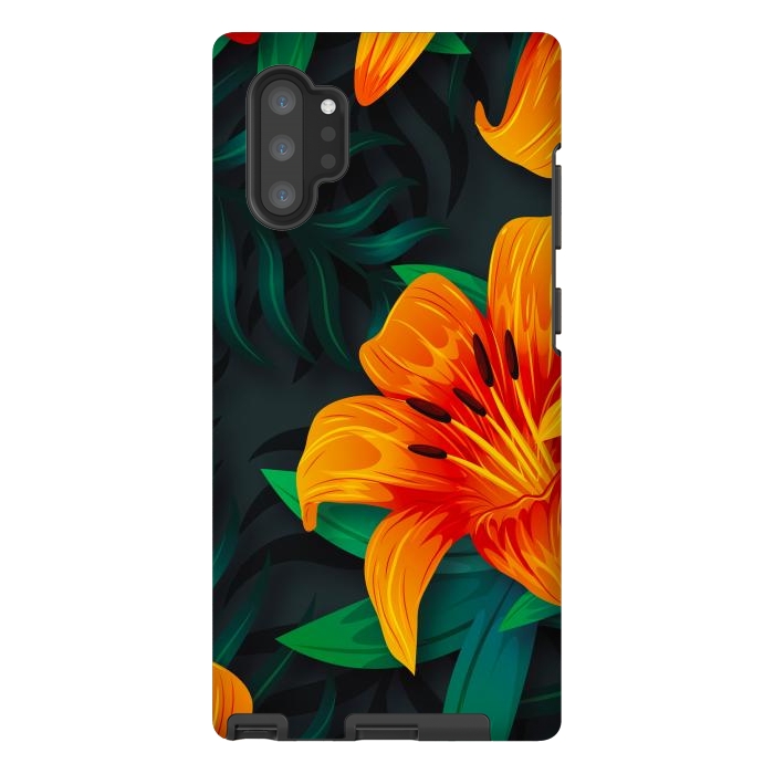 Galaxy Note 10 plus StrongFit ORANGE FLOWERS by haroulita