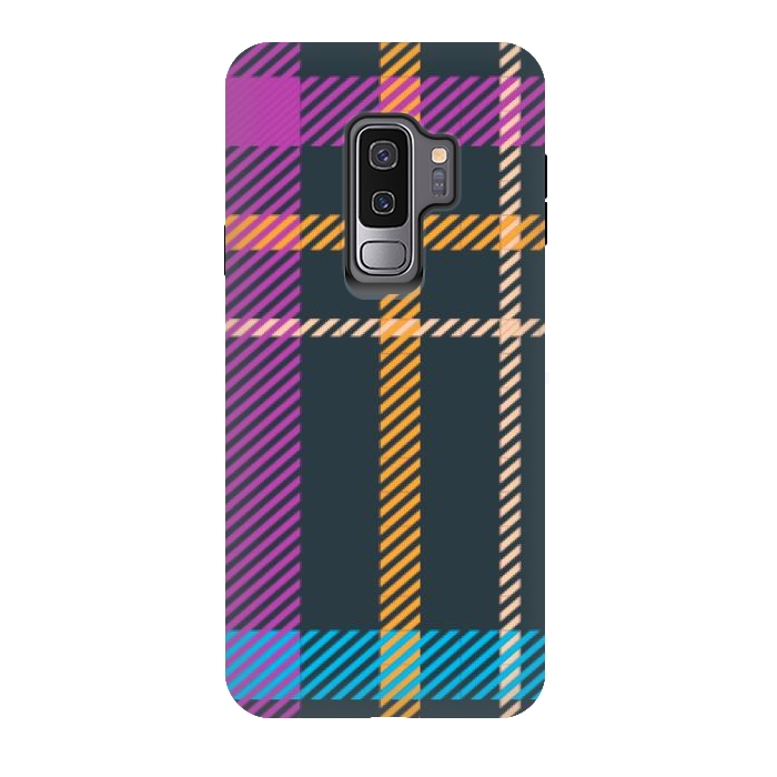 Galaxy S9 plus StrongFit tartan black orange purple by haroulita