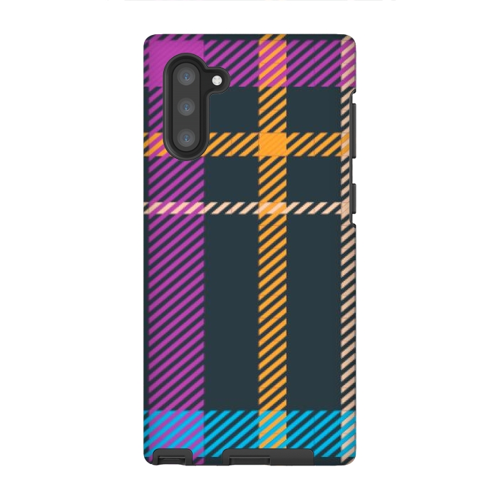 Galaxy Note 10 StrongFit tartan black orange purple by haroulita