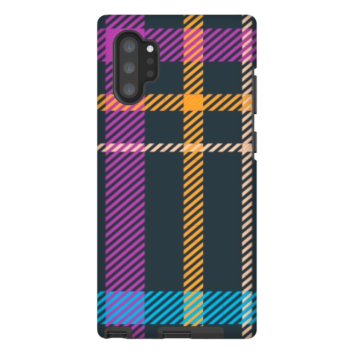 Galaxy Note 10 plus StrongFit tartan black orange purple by haroulita