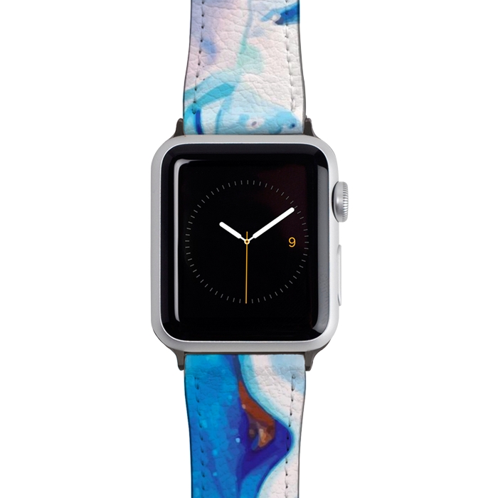 Watch 42mm / 44mm Strap PU leather sea waves painting by haroulita