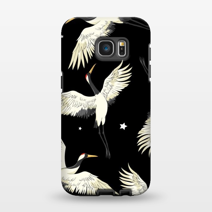 Galaxy S7 EDGE StrongFit black white birds by haroulita