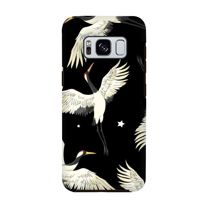 Galaxy S8 StrongFit black white birds by haroulita
