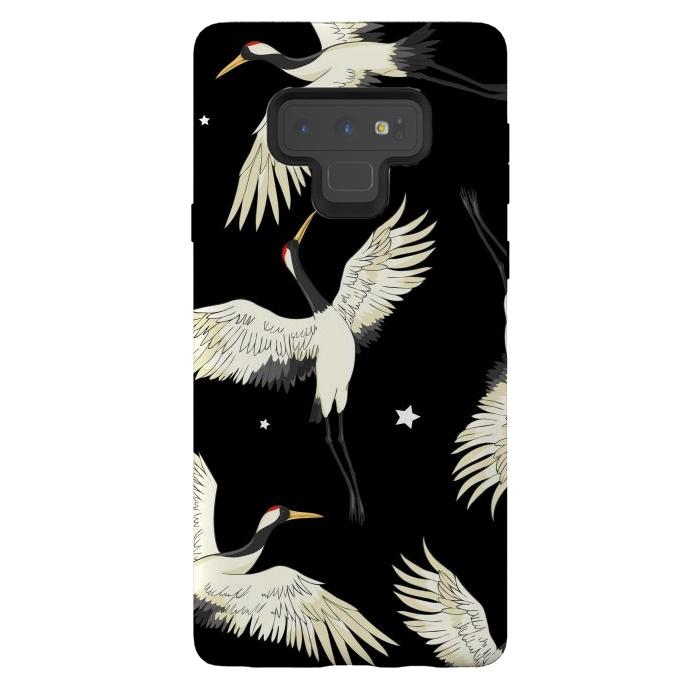 Galaxy Note 9 StrongFit black white birds by haroulita
