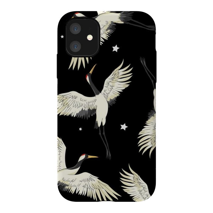 iPhone 11 StrongFit black white birds by haroulita