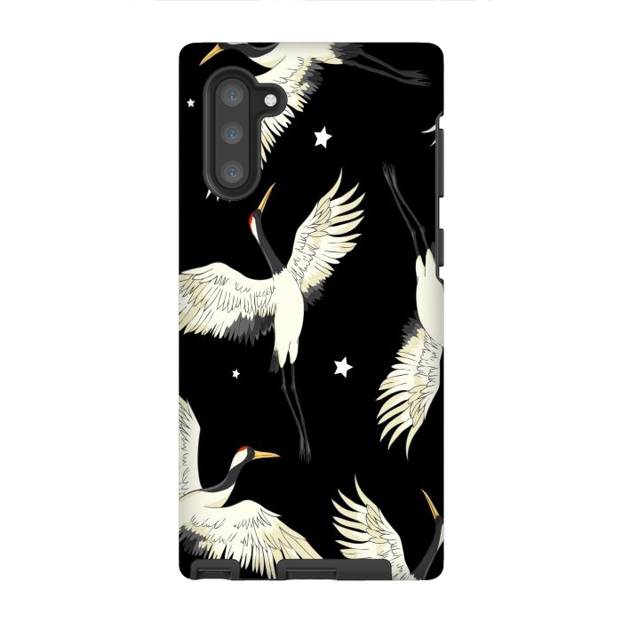 Galaxy Note 10 StrongFit black white birds by haroulita
