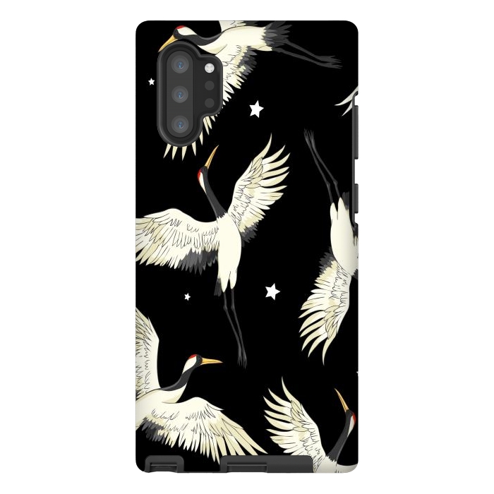 Galaxy Note 10 plus StrongFit black white birds by haroulita