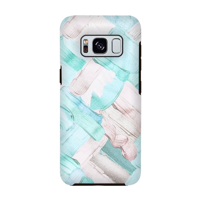 Galaxy S8 StrongFit Blush Teal Acrylic Thick Brush Strokes Pattenr by  Utart