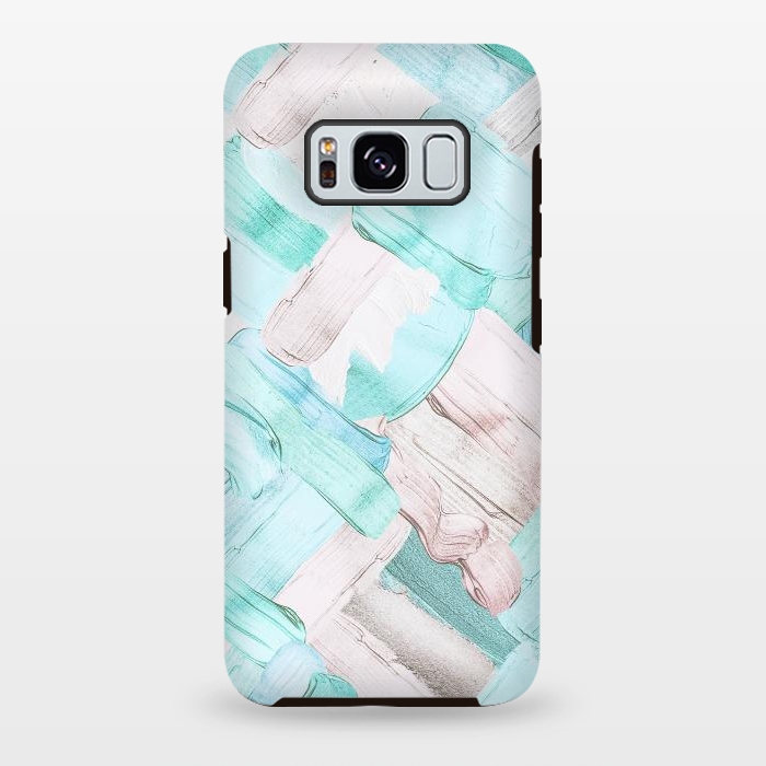 Galaxy S8 plus StrongFit Blush Teal Acrylic Thick Brush Strokes Pattenr by  Utart